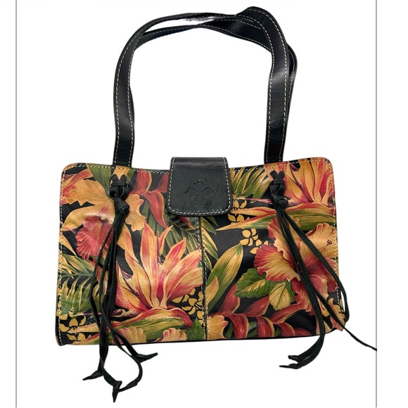 Patricia Nash satchel handbag purse leather multicolor Rienzo tropical escape - Picture 13 of 13